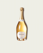 A magnum bottle of French Bloom Le Blanc sparkling wine with pale golden liquid and a metallic gold foil top, set against a light warm-gray background.